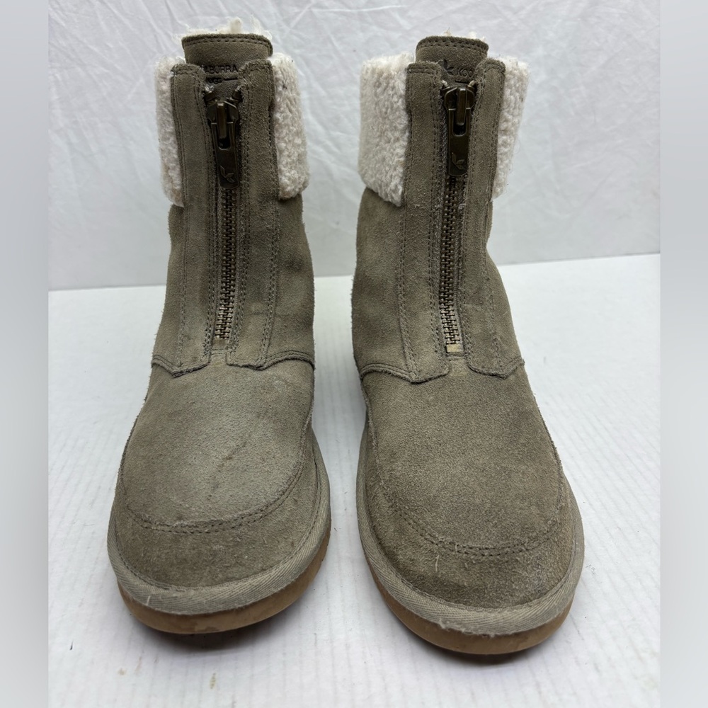 Koolaburra Suede Zip Front Ankle Boots with Sherpa Cuff, SZ 9, box 27